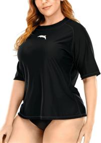 img 1 attached to 👚 Stylish and Protective: Halcurt Women's Plus Size Short Sleeve Rashguard Swim Shirt UPF 50