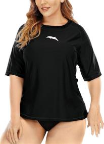 img 4 attached to 👚 Stylish and Protective: Halcurt Women's Plus Size Short Sleeve Rashguard Swim Shirt UPF 50