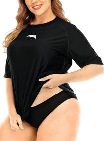 img 2 attached to 👚 Stylish and Protective: Halcurt Women's Plus Size Short Sleeve Rashguard Swim Shirt UPF 50
