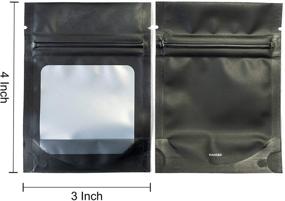 img 1 attached to HANSER Smell Proof Odorless Mylar Resealable Foil Pouch Bags - Clear Window, Food Safe | Airtight Matte Black 100pc | 3x4 Inches