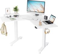 🖥️ banti 48 inches electric l-shaped standing desk: dual motor adjustable height sit stand desk for home office with white top/frame logo