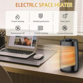 img 2 attached to Heater Space Heater Portable - Electric Heaters Indoor with Thermostat, PTC Fast Heating Ceramic Room Small Heater Featuring Heating and Fan Modes for Bedroom, Office, and Indoor Use