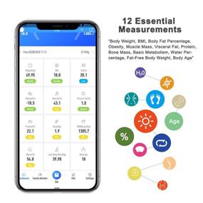 img 2 attached to 🔋 Exwell Solar & USB Rechargeable Weight Scale with Body Fat and Water Weight Analysis - Bluetooth Body Composition Analyzer iOS App/Non-Slip Base