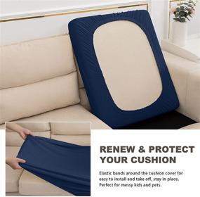 img 2 attached to Water Resistant Sofa Cushion Slipcovers: Furniture Protector for RVs, Camper Seat Covers, High Stretch Washable Coats (Chair Cushion, Navy)