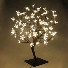 img 3 attached to Beautiful PMS 17 Inch Cherry Blossom Tree Desk Lamp with 72 LEDs - Perfect for Christmas, Weddings, and Home Decorations (Warm White)