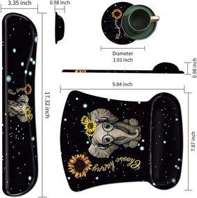 img 3 attached to 🌻 Sunflower and Elephant Keyboard and Mouse Wrist Rest Pad Set with Non-Slip Rubber Base - Ergonomic Gaming Mousepad for Pain Relief and Easy Typing + Bonus Coaster