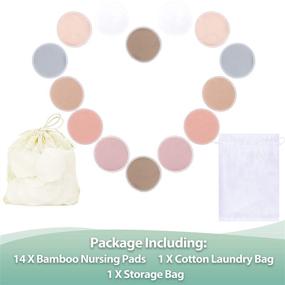 img 3 attached to Bamboo Nursing Pads (14 Count) + Laundry Bag &amp; Travel Storage Bag, 4.7 inch Size - Washable &amp; Reusable Nursing Pads (Mild, Large)