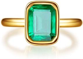 img 3 attached to 💍 RIZILIA Solitaire Engagement Ring: Emerald Cut CZ Gemstones in 18K Yellow Gold Plated - Simulated Green Emerald, Simple Modern Elegance