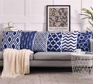 🛋️ top finel 100% durable canvas square throw pillow covers for sofa - 6 pack, 18×18 inch, navy - decorative cushion cases, pillowcases logo