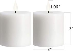 img 2 attached to Decorative LED Flameless Pillar Candles with Remote Control - Pack of 2, White, Battery Operated, Flickering Table Decor for Desk, Fireplace, Candle Wax Aesthetics