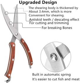 img 3 attached to 🔪 Кухонные ножницы повышенной прочности - Toonev ножницы для кухни с механизмом пружины: антикоррозийные, многофункциональные ножницы для еды с острыми полезными лезвиями для кур, птицы, рыбы, пиццы, овощей и трав