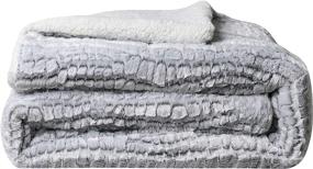 img 1 attached to 🛏️ Tahari Home Grey-Crocodile Super Soft Faux Fur Crocodile Animal Skin Design Bed Comforter with Sherpa Fleece Back - King/Cal King, Perfect for Cold Weather (THCM1-002)