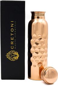 img 4 attached to Cretoni Copperlin Classic-Series Pure Copper Water Bottle: Sleek Honeycomb Design: Ideal Ayurvedic Copper Container for Sports, Fitness, Yoga, Natural Health Benefits (900ml/30oz)