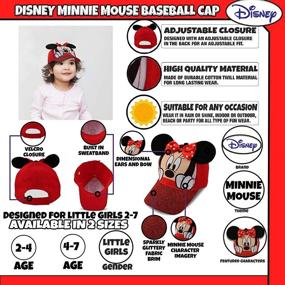 img 3 attached to 🐭 Disney Girls Minnie Mouse Cotton Baseball Cap with 3D Ears and Glitter Rim - Perfect for Toddlers and Little Girls