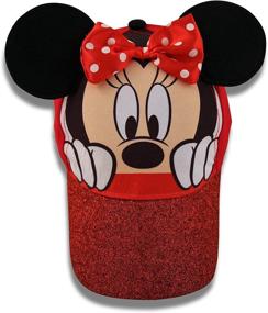 img 1 attached to 🐭 Disney Girls Minnie Mouse Cotton Baseball Cap with 3D Ears and Glitter Rim - Perfect for Toddlers and Little Girls