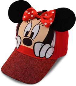 img 4 attached to 🐭 Disney Girls Minnie Mouse Cotton Baseball Cap with 3D Ears and Glitter Rim - Perfect for Toddlers and Little Girls