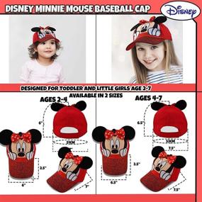 img 2 attached to 🐭 Disney Girls Minnie Mouse Cotton Baseball Cap with 3D Ears and Glitter Rim - Perfect for Toddlers and Little Girls