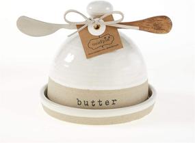 img 1 attached to 🍽️ Mud Pie Stoneware Butter Dish - Enhance Your Kitchen Décor with Functional and Stylish Stoneware