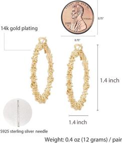 img 3 attached to 🌸 Exaggerated Fashion Irregular Thorn Shape Big Circle Earrings with 14K Gold Plating and S925 Silver Needle, Perfect for Girls/Boys Gifts on Valentines, Birthdays, Anniversaries, or Mother’s Day