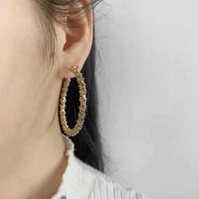 img 2 attached to 🌸 Exaggerated Fashion Irregular Thorn Shape Big Circle Earrings with 14K Gold Plating and S925 Silver Needle, Perfect for Girls/Boys Gifts on Valentines, Birthdays, Anniversaries, or Mother’s Day