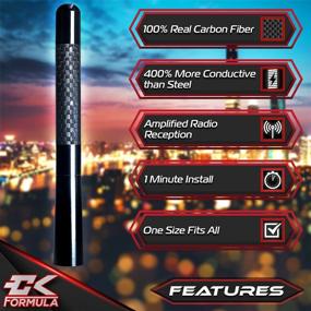 img 2 attached to 🚙 CK FORMULA 4.7” Black SUV Antenna – Carbon Fiber Screw Type, AM/FM Radio Compatible, Car Wash Safe, Universal Fit