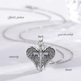 img 3 attached to 🕊️ Angel Wings Necklace - Sterling Silver Guardian Angel Wings Cross Pendant with Birthstone Heart and 18" Chain - Charm Jewelry for Women, Girls, and Daughters