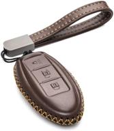 🔑 enhance style and protection: vitodeco leather smart key fob case for nissan versa, sentra, altima, maxima, rogue (3 buttons, brown) logo