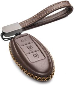 img 4 attached to 🔑 Enhance Style and Protection: Vitodeco Leather Smart Key Fob Case for Nissan Versa, Sentra, Altima, Maxima, Rogue (3 Buttons, Brown)