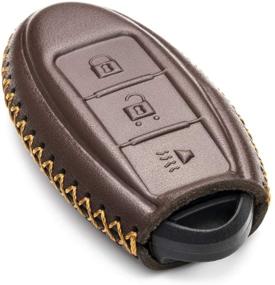 img 2 attached to 🔑 Enhance Style and Protection: Vitodeco Leather Smart Key Fob Case for Nissan Versa, Sentra, Altima, Maxima, Rogue (3 Buttons, Brown)