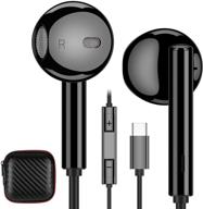 🎧 acaget usb c headphones - wired earbuds with microphone, hifi stereo usb type c semi in-ear headphone for samsung galaxy s21 ultra, s21 plus, s20 fe, oneplus 9 pro (black) logo