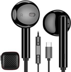 img 4 attached to 🎧 Наушники ACAGET USB C - Проводные наушники с микрофоном, HiFi стерео наушники типа C полунакладного типа для Samsung Galaxy S21 Ultra, S21 Plus, S20 FE, Oneplus 9 Pro (Черный)