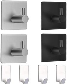 img 4 attached to KRY Adhesive Hooks Heavy Duty 8 Packs: Big Size Towel Hook Hangers for Hanging, Over The Door & Wall Hooks for Coats