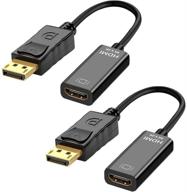 💻 адаптер deorna 4k displayport в hdmi (2 штуки, черный) - конвертер мужской в женский для компьютеров dell, hp, lenovo, настольных компьютеров, ноутбуков, мониторов, проекторов, телевизоров высокой четкости и других - подключение и использование без сложностей. логотип