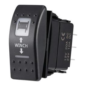 img 4 attached to 🧲 Kemimoto Winch Rocker Switch: UTV Momentary On-Off, Polaris Canam Ranger Compatible, White LED, 20A/12V