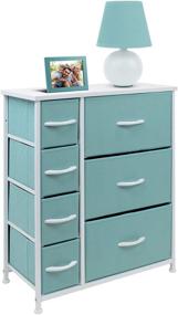 img 2 attached to Sorbus Dresser with 7 Drawers: Organize Kid’s, Teens, Bedroom, Nursery, Playroom - Steel Frame, Wood Top, Vibrant Tie-dye Fabric Bins (7-Drawer, Pastel Aqua)