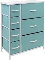 sorbus dresser with 7 drawers: organize kid’s, teens, bedroom, nursery, playroom - steel frame, wood top, vibrant tie-dye fabric bins (7-drawer, pastel aqua) logo