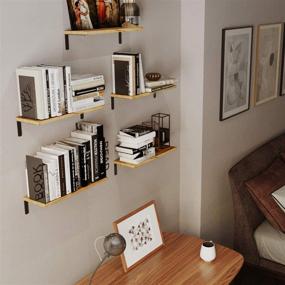 img 3 attached to Rustic Wood Wallniture Palma Floating Shelves: Space-Saving Bedroom Storage Solution with Natural Burned Finish - Set of 5