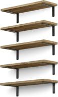 rustic wood wallniture palma floating shelves: space-saving bedroom storage solution with natural burned finish - set of 5 logo
