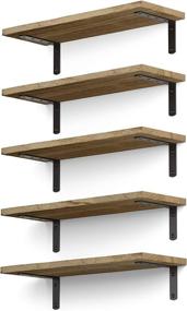 img 4 attached to Rustic Wood Wallniture Palma Floating Shelves: Space-Saving Bedroom Storage Solution with Natural Burned Finish - Set of 5