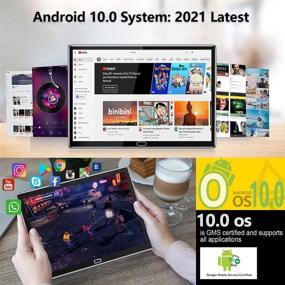 img 1 attached to 📱 Versatile 2-in-1 Tablet with 10.1 Inch Display: Dual 4G Cellular, Android 10.0, Keyboard, 64GB/128GB ROM, 18MP Camera, Octa-Core Processor, WiFi, GPS, Bluetooth - Google Certified Tablet PC (2021 Gray)