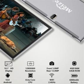 img 3 attached to 📱 Versatile 2-in-1 Tablet with 10.1 Inch Display: Dual 4G Cellular, Android 10.0, Keyboard, 64GB/128GB ROM, 18MP Camera, Octa-Core Processor, WiFi, GPS, Bluetooth - Google Certified Tablet PC (2021 Gray)