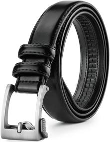 img 4 attached to 🔧 Adjustable Black Leather Ratchet Belt - 95" (Automatic Buckle)