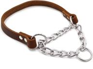 🐶 bexu genuine leather dog martingale collars - stainless steel chain training collar with limited cinch for small medium large dogs logo