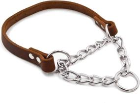 img 4 attached to 🐶 BEXU Genuine Leather Dog Martingale Collars - Stainless Steel Chain Training Collar with Limited Cinch for Small Medium Large Dogs