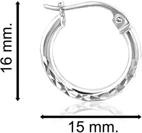 img 1 attached to Diamond-Cut Round Hoop Earrings in Sterling Silver, 2mm Width, Available in 15mm-60mm Sizes