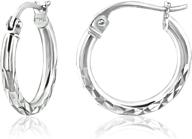 diamond-cut round hoop earrings in sterling silver, 2mm width, available in 15mm-60mm sizes logo