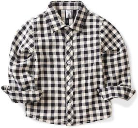 img 4 attached to Versatile and Stylish: OCHENTA Boys' Button 👕 Down Plaid Shirt, Perfect for Casual Kids' Outfits!