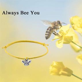 img 1 attached to YJT Bee Wish Bracelet - Handmade Adjustable Bee String Bracelet for Women, Girls, Mom, and Kids - Bee Lovers Jewelry