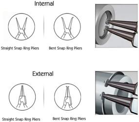 img 3 attached to 🔧 Набор миниатюрных зажимных кусачек для фиксатора: плоскогубцы для внешних/внутренних кольцевых зажимов с тяжелой нагрузкой - с прямым/изогнутым зубцом - для снятия и удержания (4 шт)
