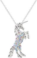 🦄 unicorn pendant necklaces jewelry gift - white gold plated with austrian crystal birthstone for teens and women logo